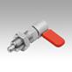 Cam-action indexing plungers, stainless steel with internal guide, Form D, with grip cap, with nut