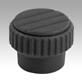 Knurled knobs, plastic, metal detectable with internal thread