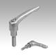 Clamping levers, die-cast zinc with external thread and long collar, threaded pin stainless steel