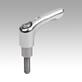 Clamping levers, stainless steel with external thread and long collar, threaded pin stainless steel