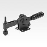 Toggle clamps, steel, black, horizontal with horizontal foot and adjustable clamping spindle