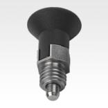 Indexing plungers ECO, steel or stainless steel, short version with plastic mushroom grip and locking slot