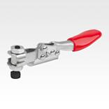 Toggle clamp mini, horizontal with horizontal foot right and adjustable clamping spindle