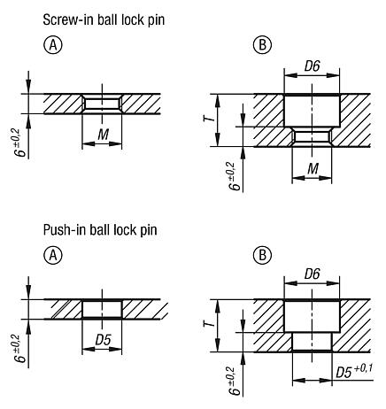 Ball lock pin, steel with thread