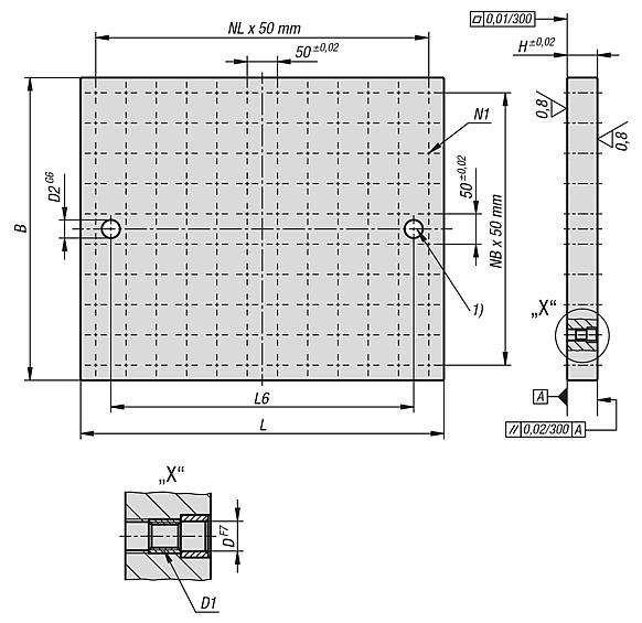 Baseplates, grey cast iron with grid holes