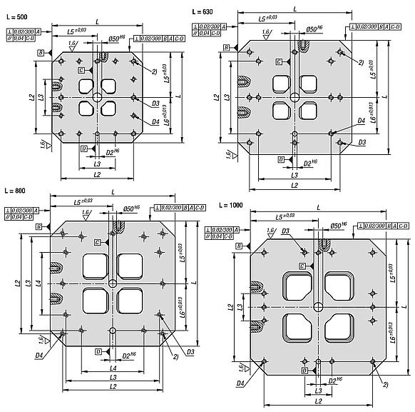 Workholding cubes, grey cast iron with grid holes