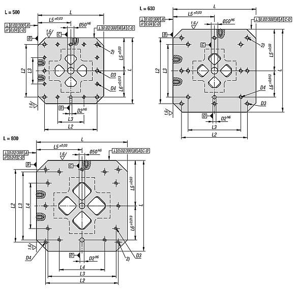 灰口铸铁 4 面塔式夹具 带栅格孔