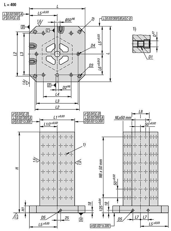 灰口铸铁 6 面塔式夹具 带栅格孔