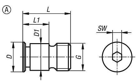 Protective plugs aluminium, Form A, with hex socket, without O-ring