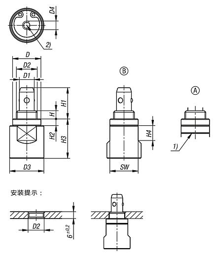 不锈钢定位柱 气动