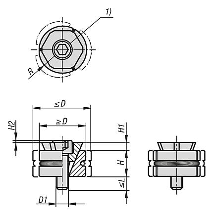 Centring clamp, steel, round