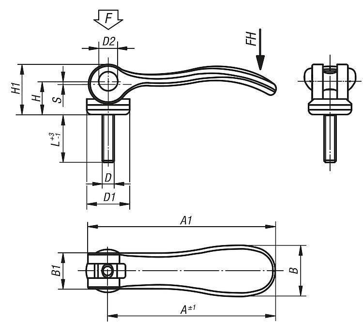 Levier Serrage Rapide En Acier Avec Taraudage Ou Filetage Inch Norelem