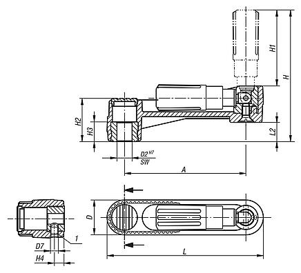 Crank handles with fold-down cylinder grip