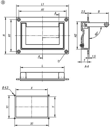 Recessed handles, aluminium, fold-down, auto-return