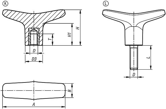 T-grips, plastic