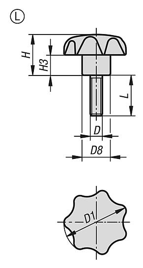 Star grips plastic DIN 6336, inch