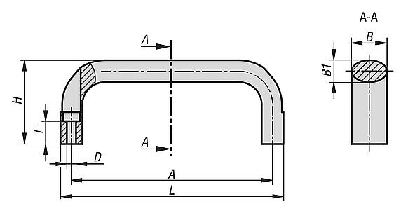 Pull handles stainless steel, oval with thru hole