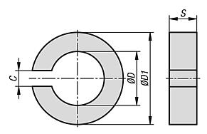 Split lock washer, steel