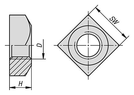 Square nuts DIN 557