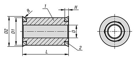 Spacer sleeve, stainless steel with seal washer in Hygienic DESIGN