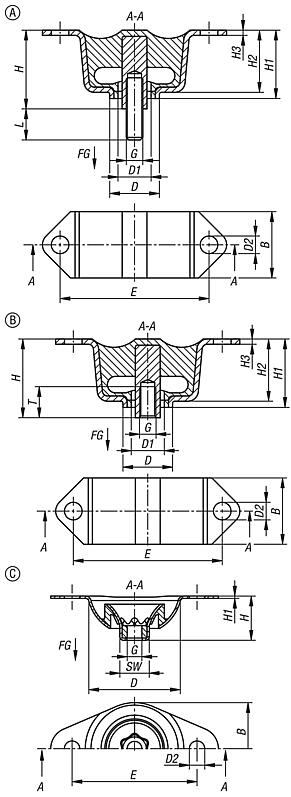 Rubber-metal overhead element