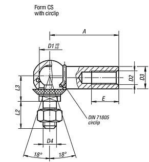 Angle joints stainless steel like  DIN 71802, Form CS with sealing cap
