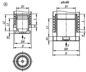 Adjustment plugs, plastic without inserts for round and square tubes, Form A, round