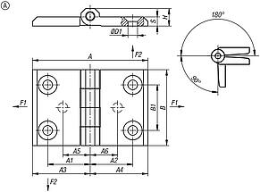 Hinges die-cast zinc, Form A