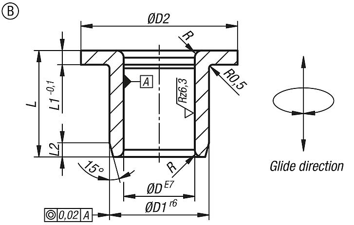 Guide bushes with collar bronze, maintenance-free, Form B