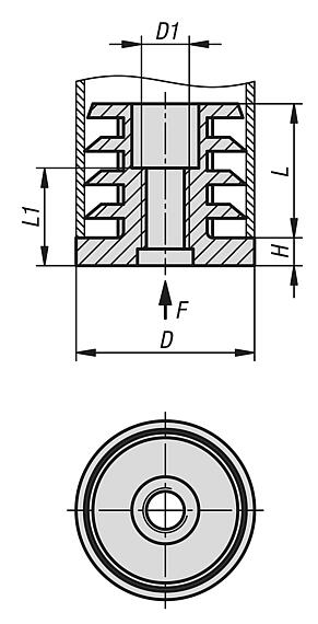 Plugs with tapped hole, plastic for round tubes