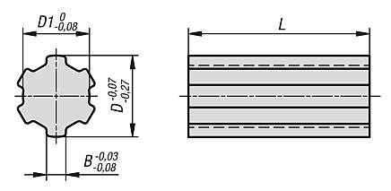 Splined shafts similar to DIN ISO 14