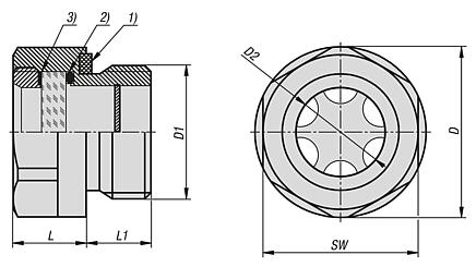 Oil level sight glass, brass with safety glass