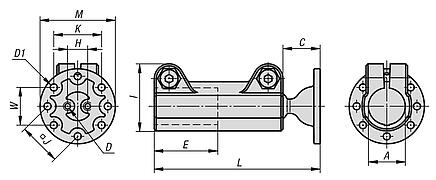 Tube clamps straight, aluminum with ball joint