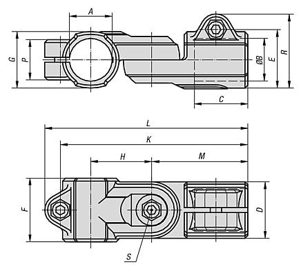 Tube clamps swivel, aluminium, inch