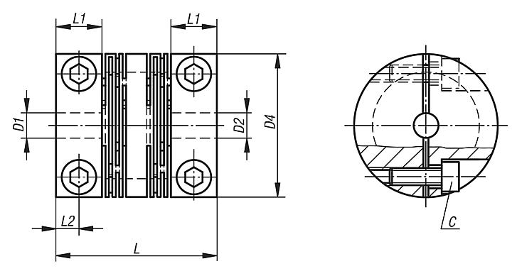 Beam couplings aluminium with detachable clamp hubs