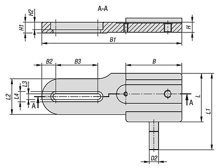 Basic quick-action clamp, aluminium 
with extension