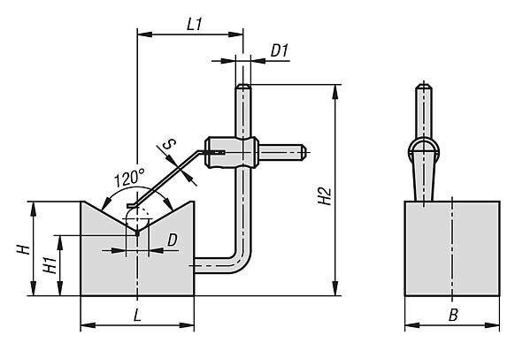 V-blocks, aluminium 
with spring finger