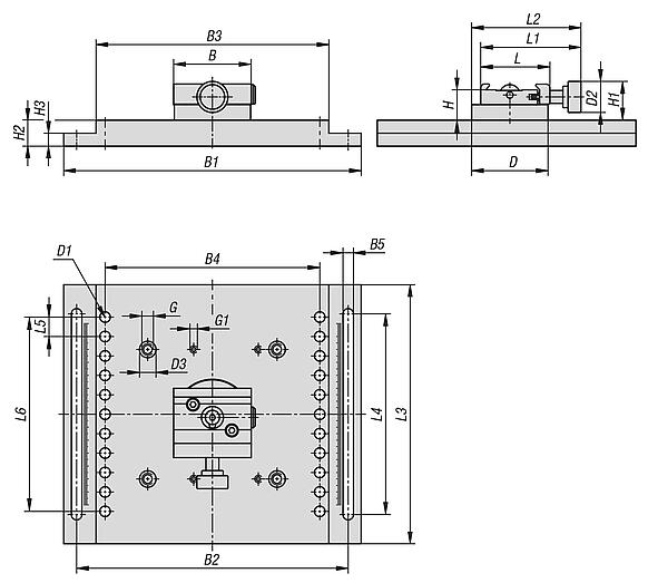 Baseplate, aluminium 
with quick-action clamp