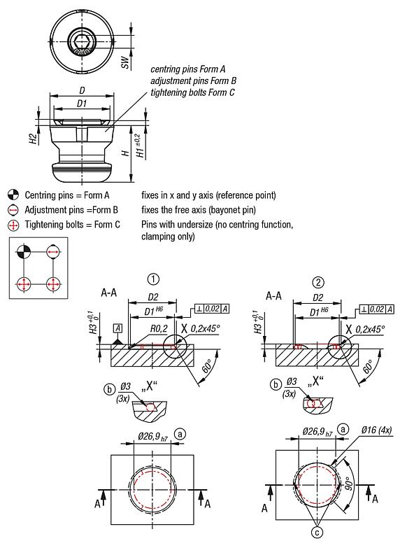 UNILOCK dovetail clamping bolts 
system size 80 mm