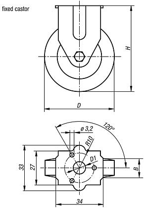 Fixed castors, electrically conductive