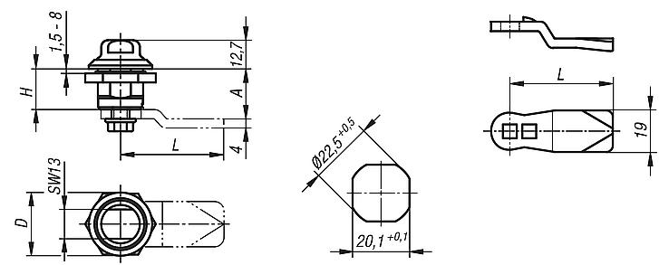 Quarter-turn locks, stainless steel in Hygienic DESIGN